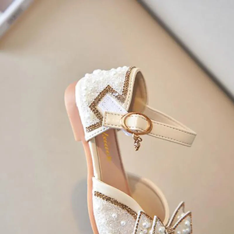 Sandals with Bow & Pearl Sequins