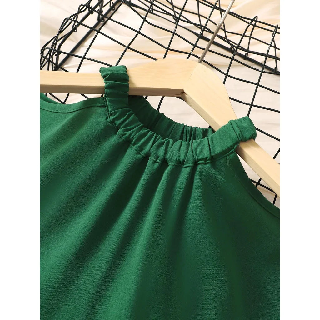 Off Shoulder Belt Green Dress