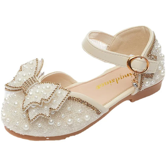 Sandals with Bow & Pearl Sequins